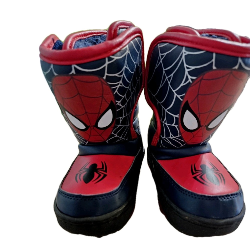 Marvel Spiderman Boys Size 6 Light-up Insulated Mid-Calf Winter Boots Blu Red